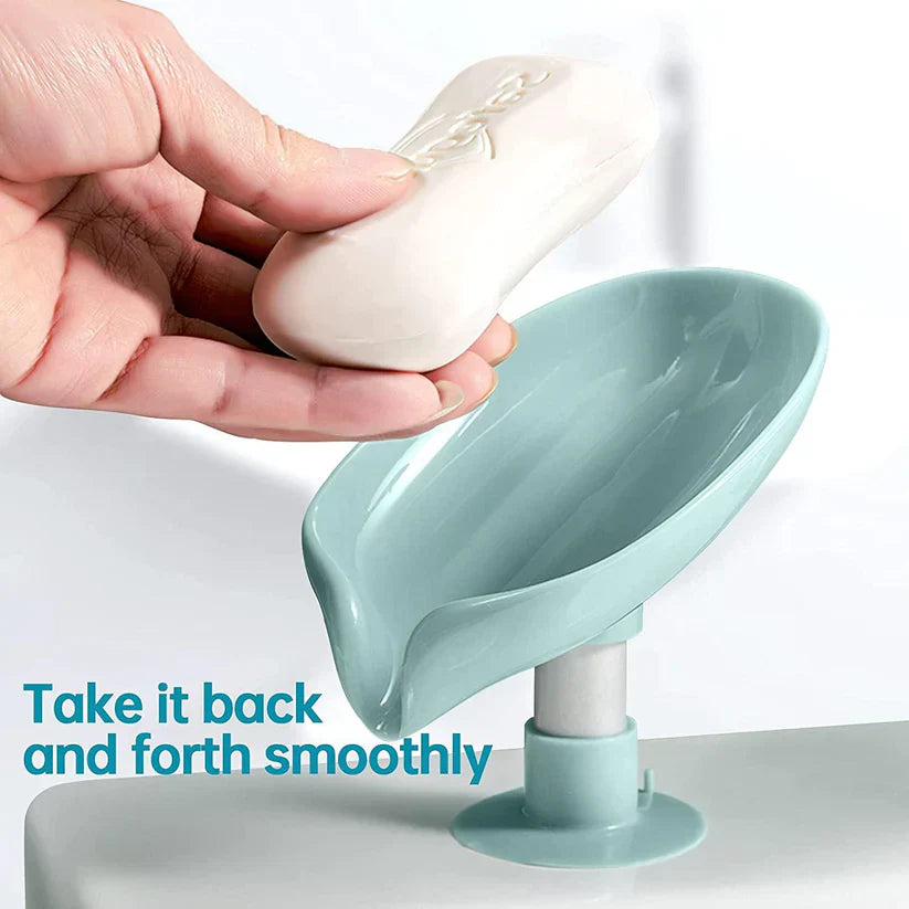 Leaf-Shaped Self-Draining Soap Holder with Suction Cup (Pack of2)
