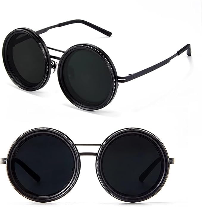 Adjustable Sunglasses Fishing Eyewear for Home Adjustable Brightness Outdoor 1-9 Gears Adjustable Traveling Style Sporting Goods Goggles Rounded Polarized Glasses