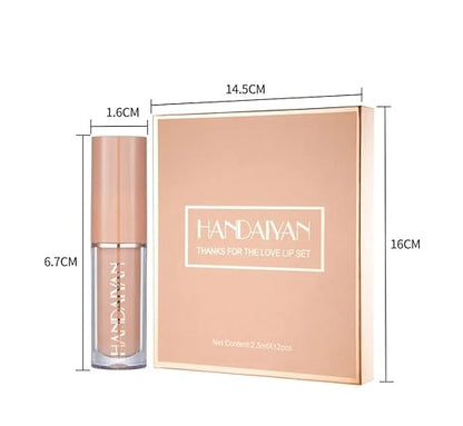 HANDAIYAN Lipstick Set of 12 Matte Velvet Mini Liquid Lipstick