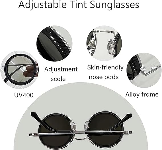 Adjustable Sunglasses Fishing Eyewear for Home Adjustable Brightness Outdoor 1-9 Gears Adjustable Traveling Style Sporting Goods Goggles Rounded Polarized Glasses