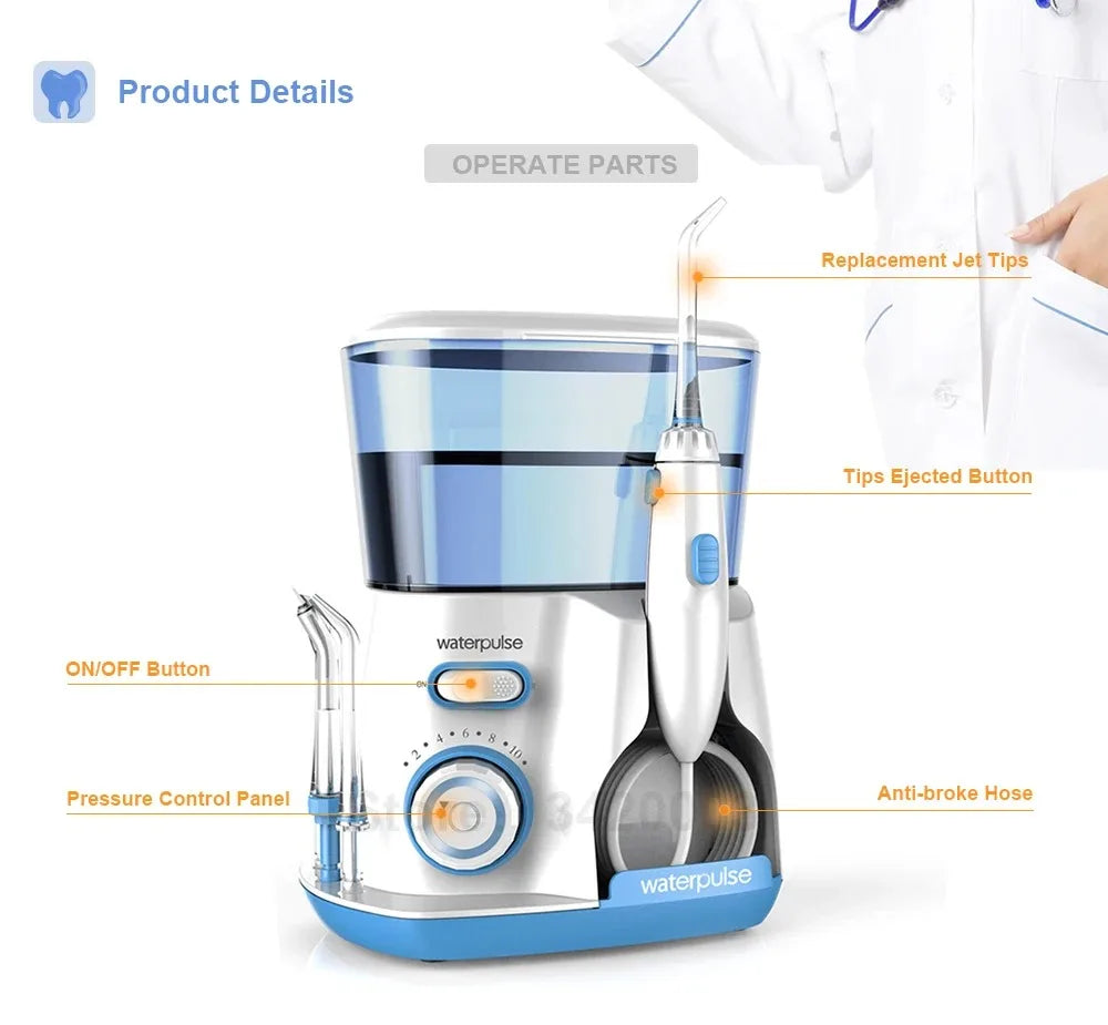 Electric Water Flosser 800ML Tank 5 Nozzles Oral Irrigator for Teeth Cleaner Mouth Washing Dental Flosser