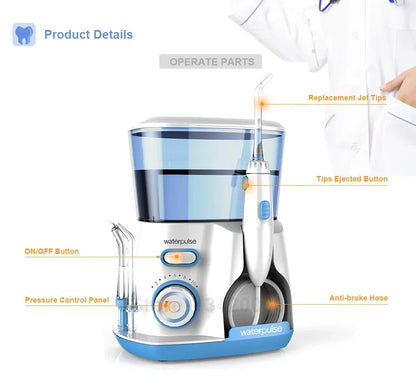 Electric Water Flosser 800ML Tank 5 Nozzles Oral Irrigator for Teeth Cleaner Mouth Washing Dental Flosser