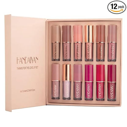 HANDAIYAN Lipstick Set of 12 Matte Velvet Mini Liquid Lipstick