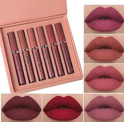 6 Colours Velvet Liquid Lipstick Set