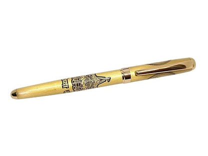 STAR GIFTING Shri Ram Mandir Ayodhya Embossed Metallic Roller Ball Pen with Gift Box (Silver Jay Shri Ram) (Gold)