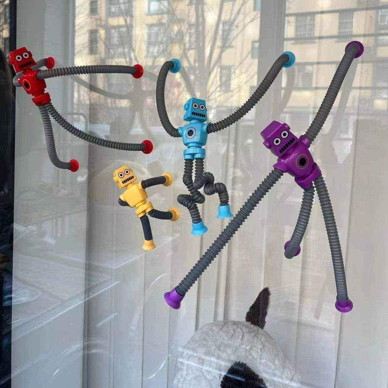 Children Suction Cup Toys Pop Tubes Stress Relief Telescopic Robot Toy