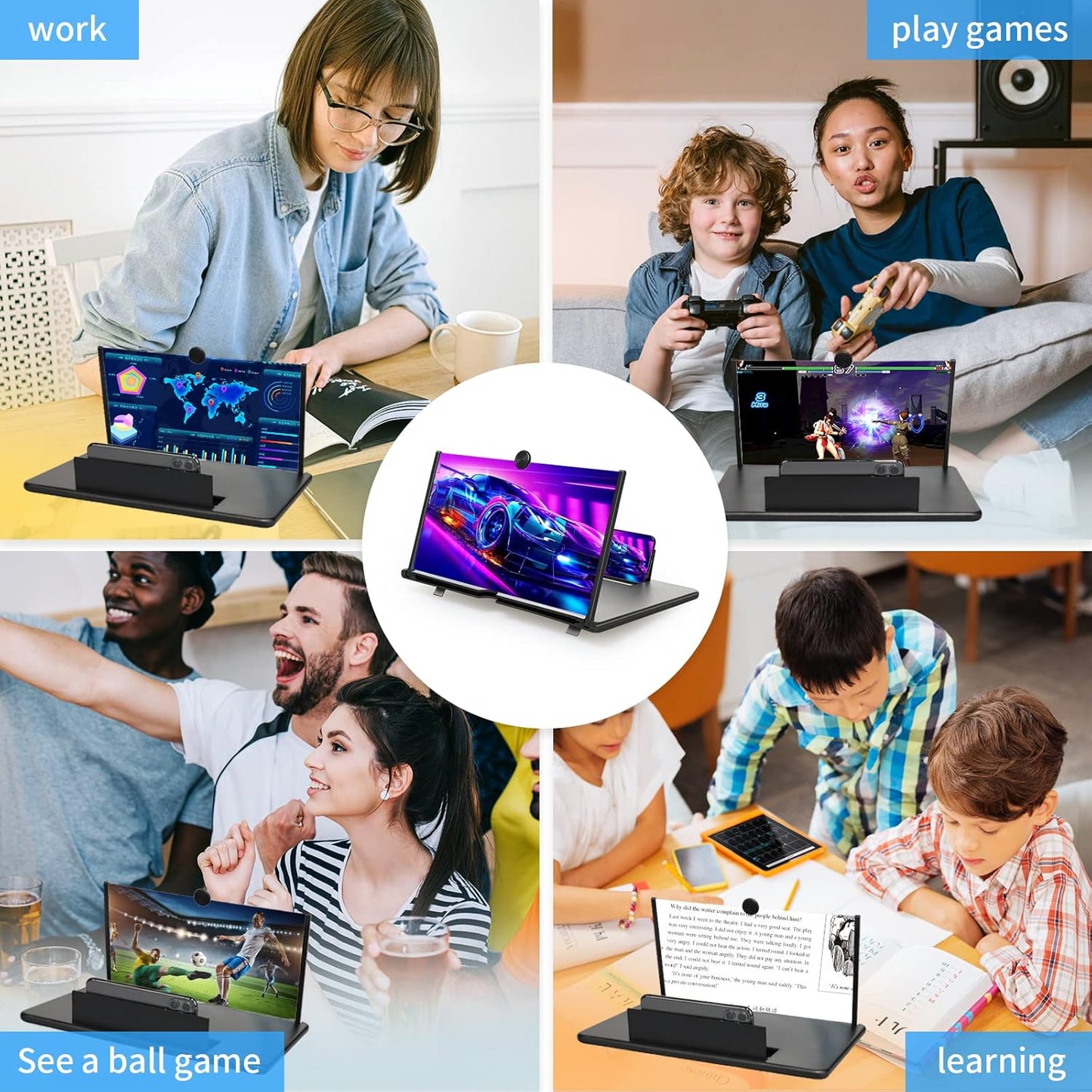 14 Inch Screen Expanders & Magnifier Amplifier,3D HD | Phone Holder for All Smartphones with Anti scratch Features
