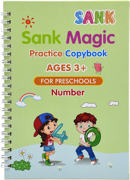 Sank Magic Reusable Practice Copybook for Kids (Included-4 BOOK +10 REFILL+1 pen+1 grip)