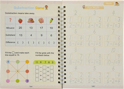 Sank Magic Reusable Practice Copybook for Kids (Included-4 BOOK +10 REFILL+1 pen+1 grip)