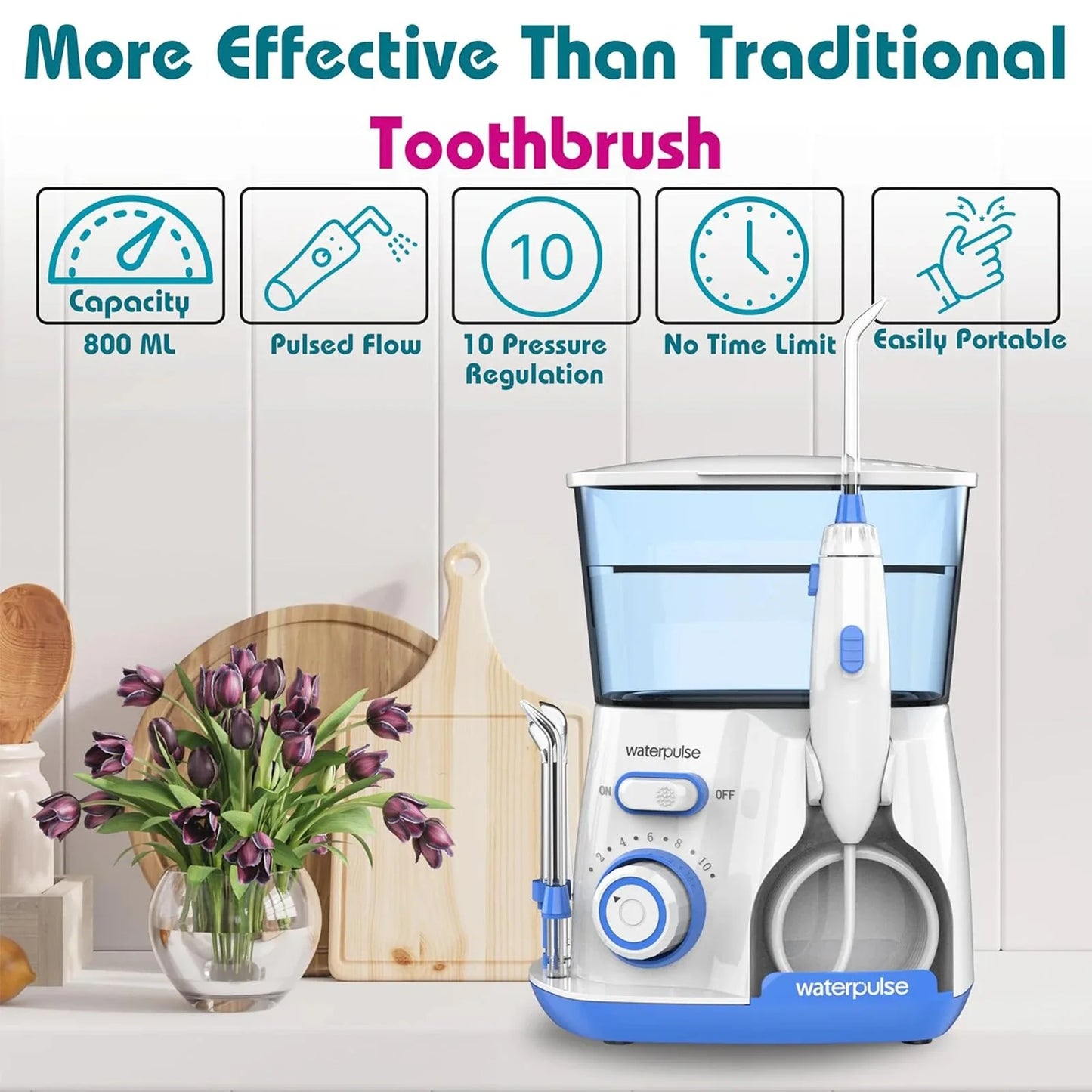 Electric Water Flosser 800ML Tank 5 Nozzles Oral Irrigator for Teeth Cleaner Mouth Washing Dental Flosser