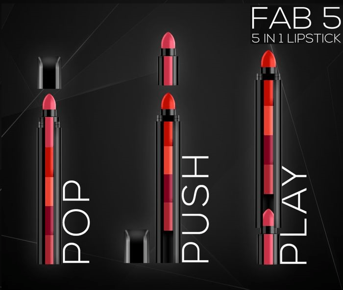 FAB 5 Matte Finish  (5 in 1 Lipstick)