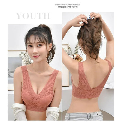 Ultrathin Seamless Circulating Lace Up Push Up Bra for Women